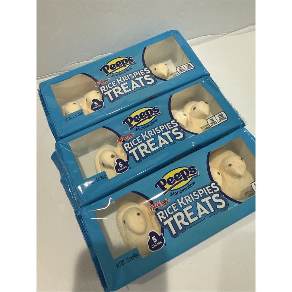 Peeps Marshmallows Rice Krispies Treats Flavor Lot of 3 Packs of 5 (15 Pcs)